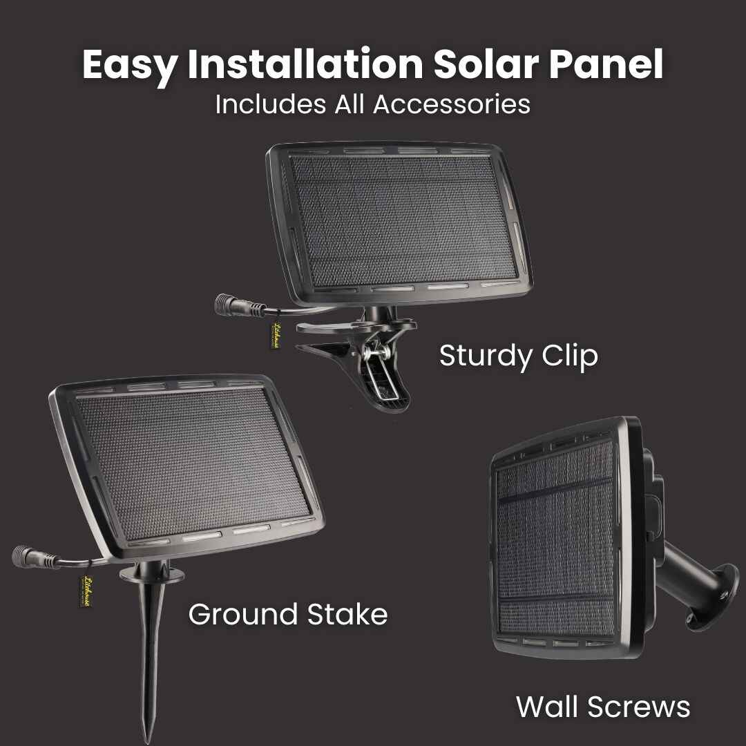 Solar Festoon Outdoor Bulb String Lights - Traditional LED Bulbs, Black - Litehouse